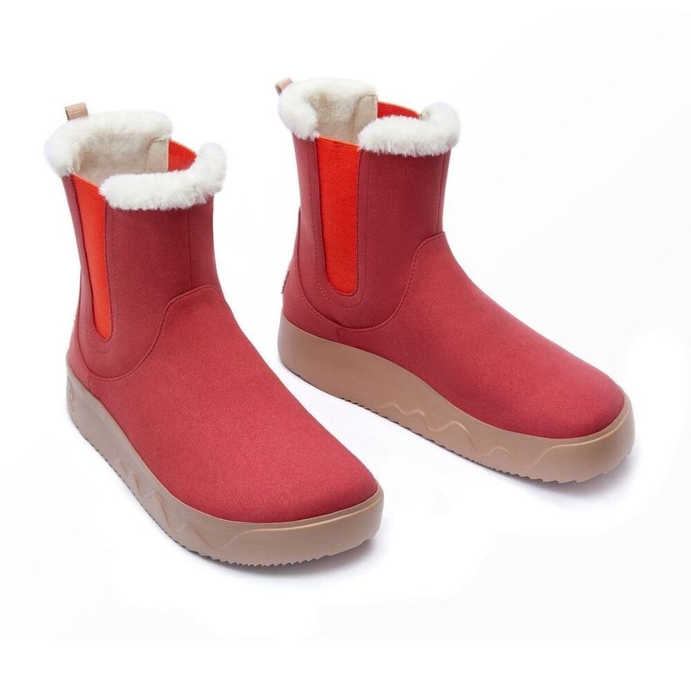 UIN Women's Snow Boots Walking Casual Travel Shoes (Fuerteventura 2 Mineral Red)